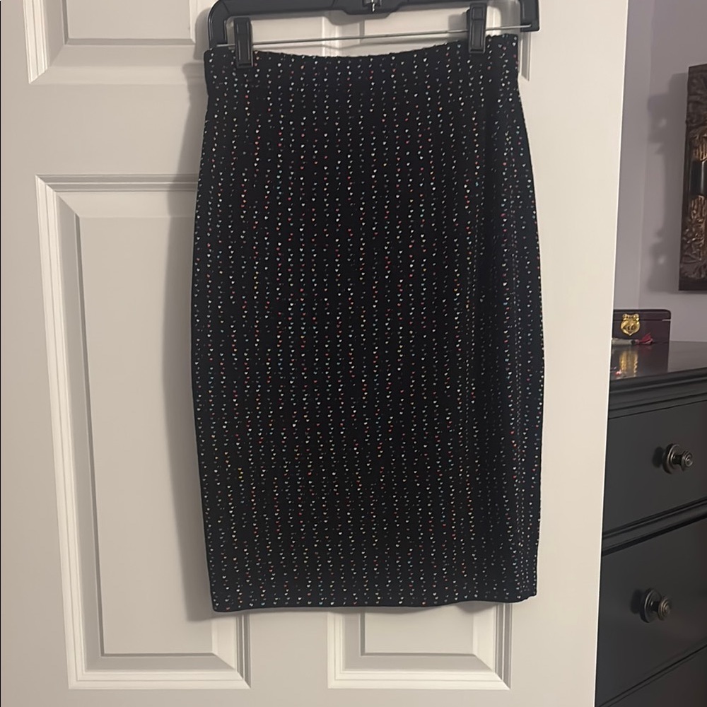St. John  Black Skirt with Multicolor Dots/ Hearts - Vintage St. John